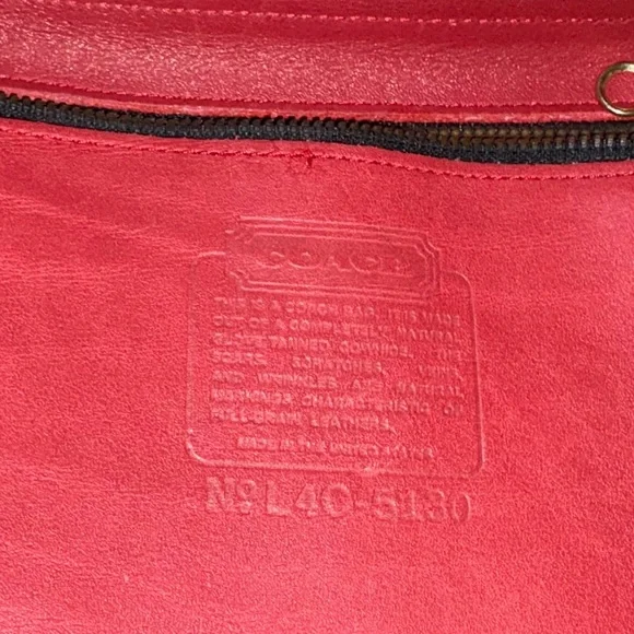 Coach Vintage from 1994 Station bag Red Leather Crossbody Bag L4C-5130 - Picture 9 of 11